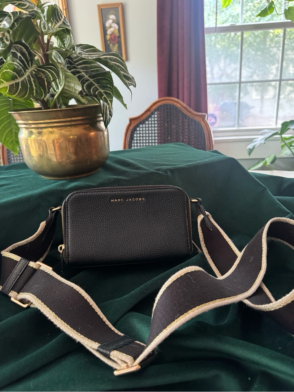Marc Jacobs Black Pebbled Leather Crossbody Pouch with Gold Logo